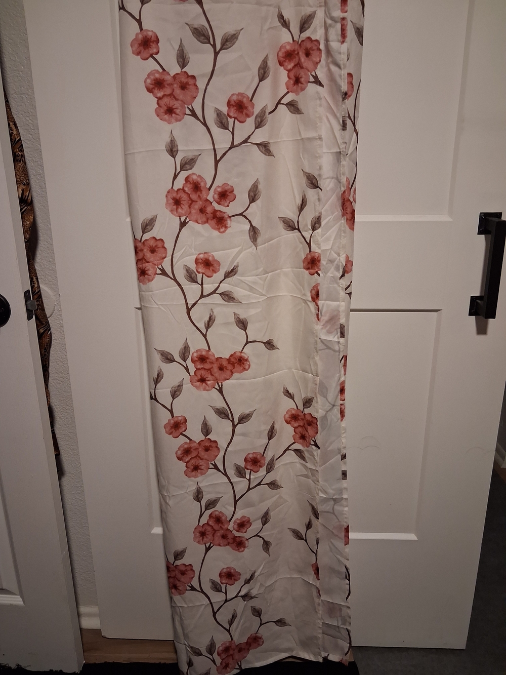 Source Unknown Floral Shower Curtain Panel in Coral and Cream